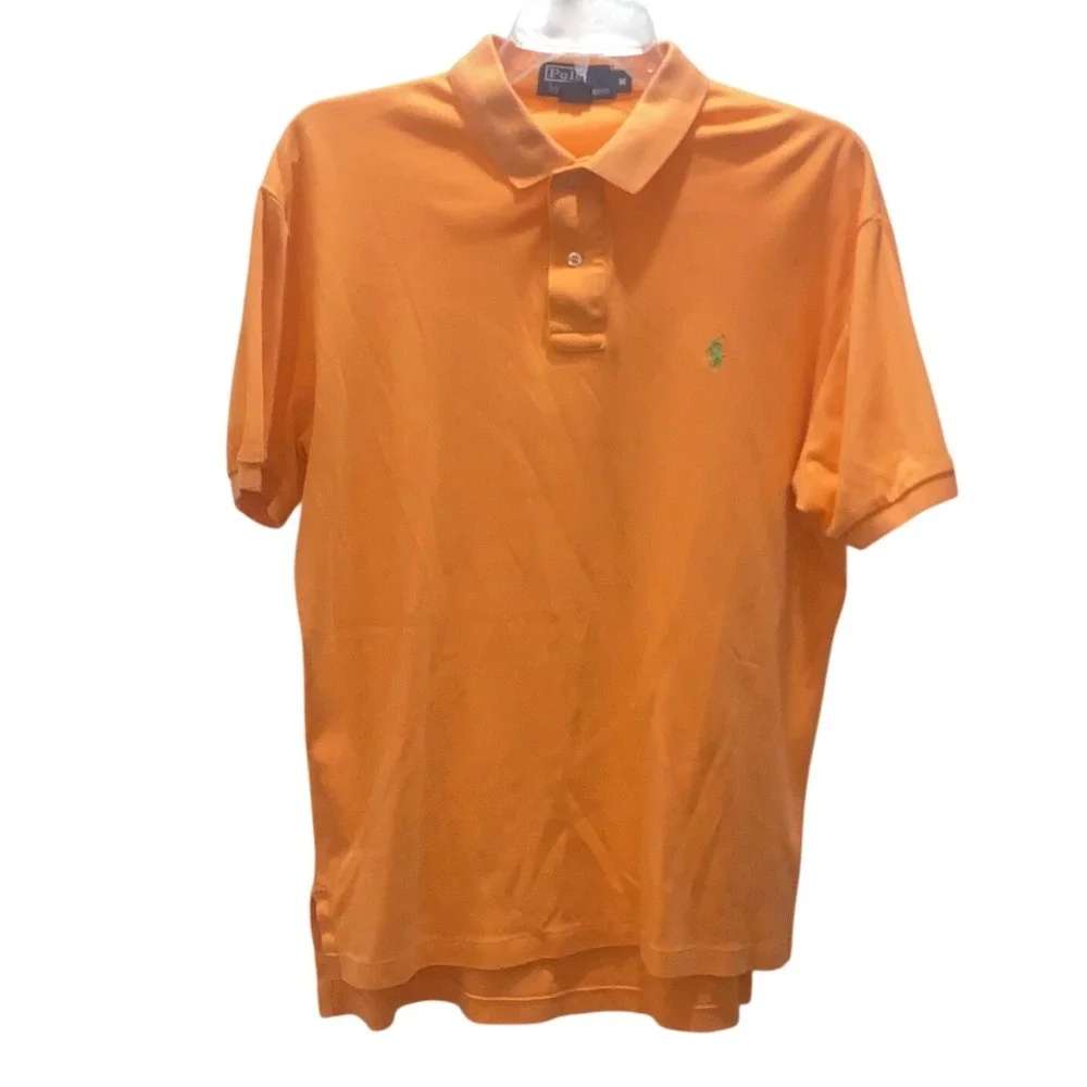 Polo Ralph Lauren Mens Orange Short Sleeve Pony Logo Cotton Polo Shirt Size M